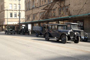 Cars used for "1923" in downtown San Antonio (KSAT 2024)